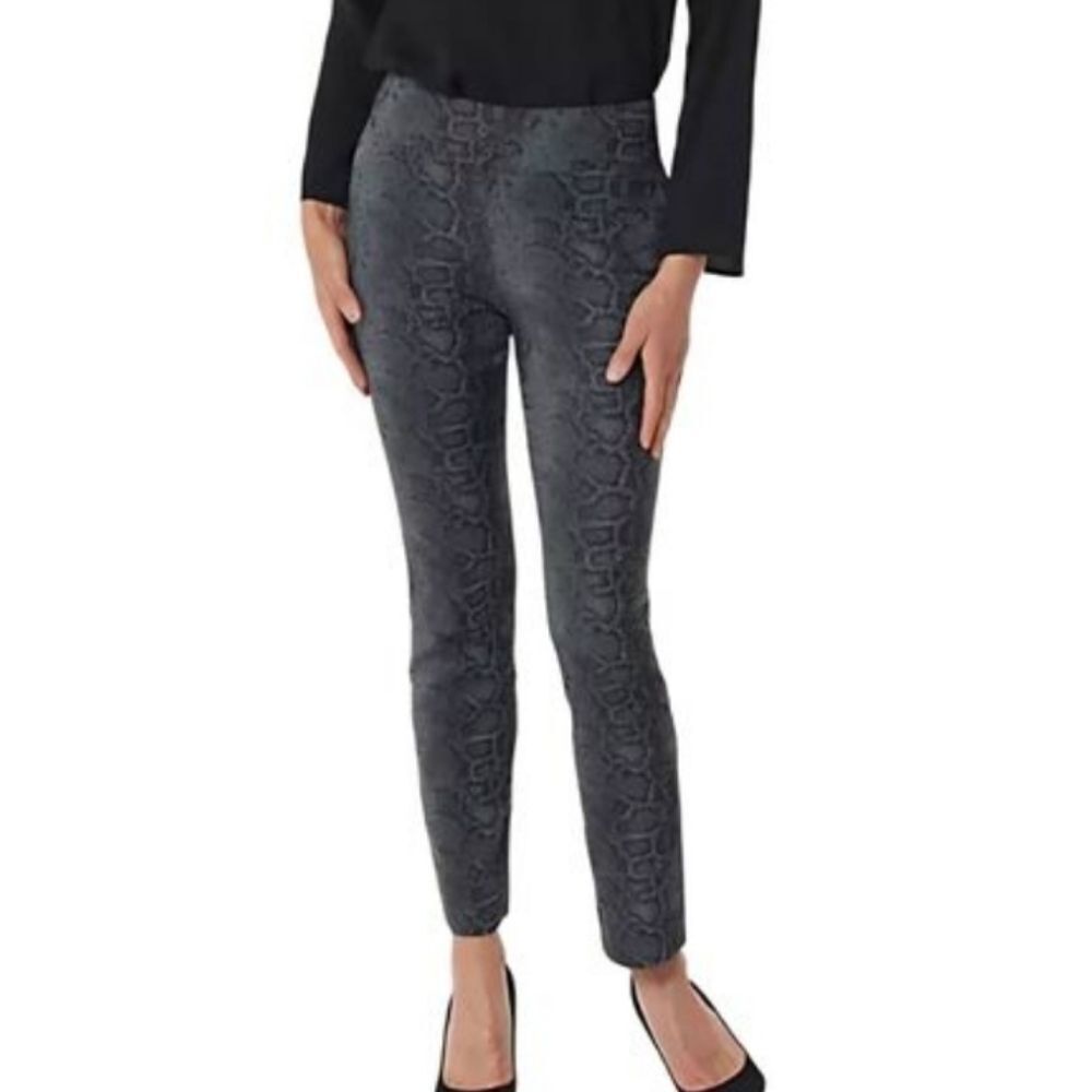 Susan Graver Ultra Stretch Jacquard Gray Snakeskin Ankle Pants Size 14P